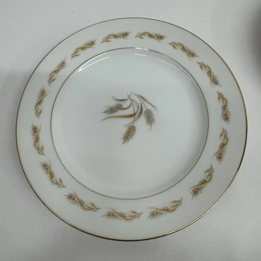 Mikasa Fine China Wheat‎ Grace Tea Set Cup Saucer Plates Japan Vintage Gold Tim